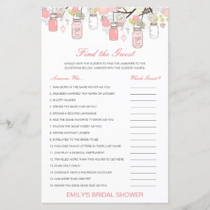 Editable Find the Guest Bridal Shower Game