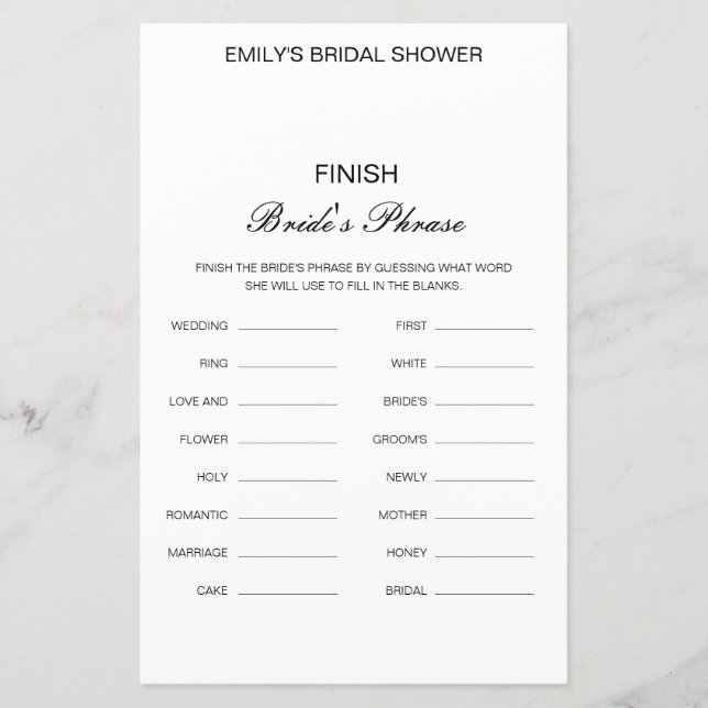 Editable Finish Bride and Groom's Phrase Bridal (Front)