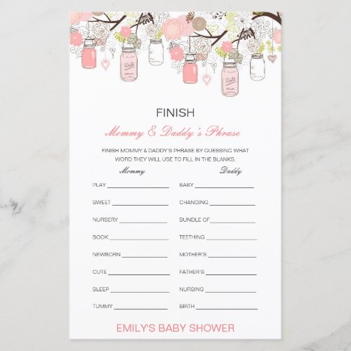 Editable Finish Mom and Dads Phrase Baby Shower