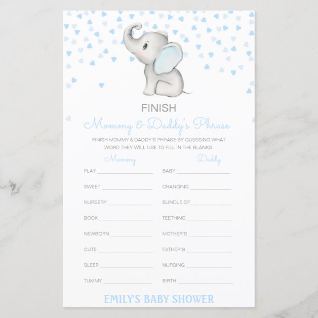 Editable Finish Mom and Dad's Phrase Baby Shower (Front)