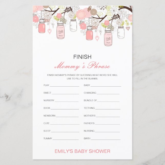 Editable Finish Mommy's Phrase Baby Shower (Front)