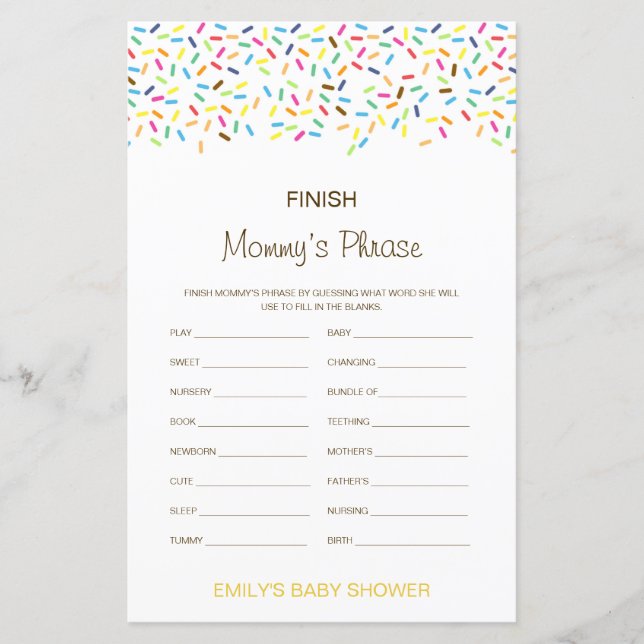 Editable Finish Mommy's Phrase Baby Shower (Front)