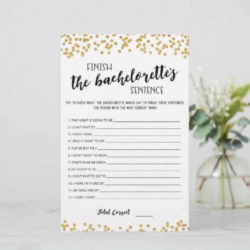 Editable Finish the Bachelorette's Sentence Game | Zazzle