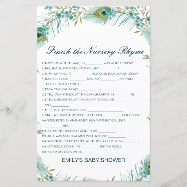 Editable Finish the Nursery Rhyme with Answer (Front)