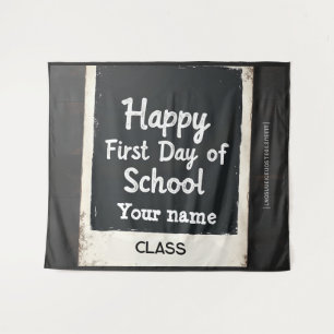 Editable First Day of School Photo Frame Tapestry