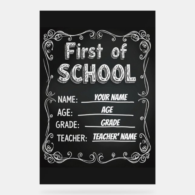Editable First Day of School Sign (Front)
