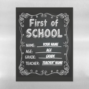 Editable First Day of School Sign Magnetic Dry Erase Sheet