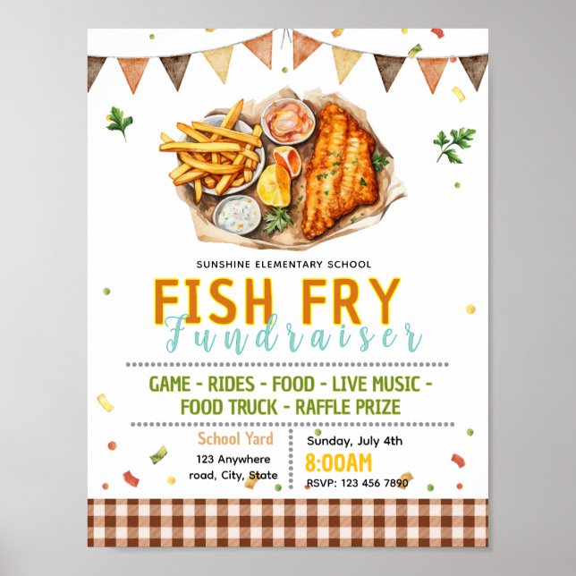Editable fish drive fundraiser flyer poster (Front)