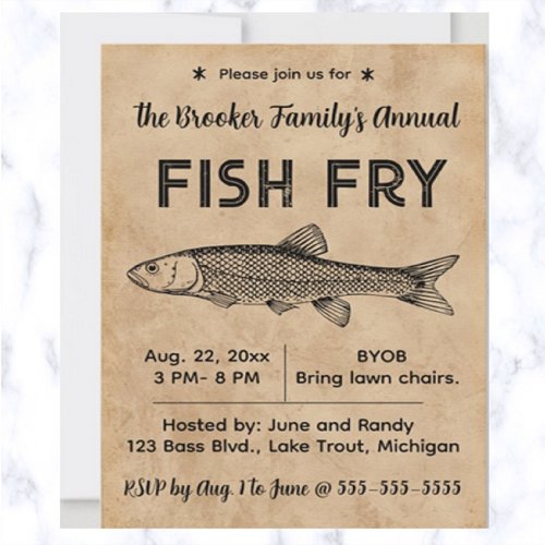 Editable Fish Fry Invitation Card