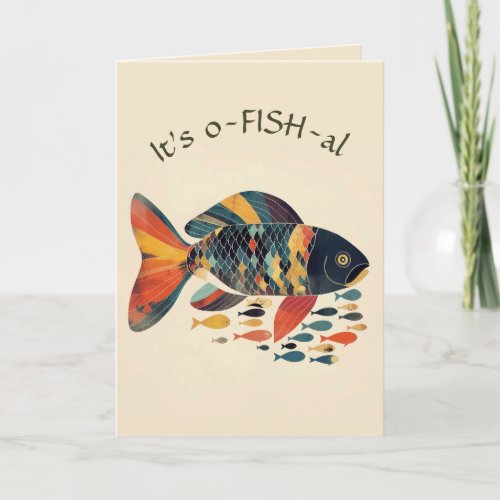 Editable Fish Officially Getting Old Birthday Card