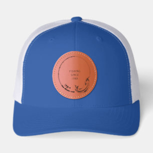 Editable Fishing Leather Patch Hat