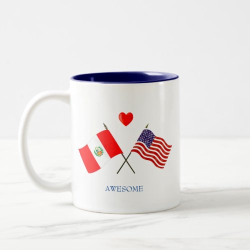 Editable Flag of Peru  Flag of United States Coff Two_Tone Coffee Mug