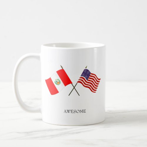 Editable Flag of Peru  Flag of United States Coffee Mug