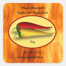 Editable Flames Smokin' Hot Pepper Sauce Label