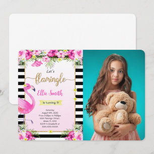 Editable Flamingo Photo Invitation