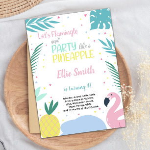 Editable Flamingo & Pineapple Summer Card
