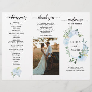 Editable Fleur Jolie Trifold Wedding Program Flyer