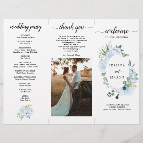 Editable Fleur Jolie Trifold Wedding Program Flyer