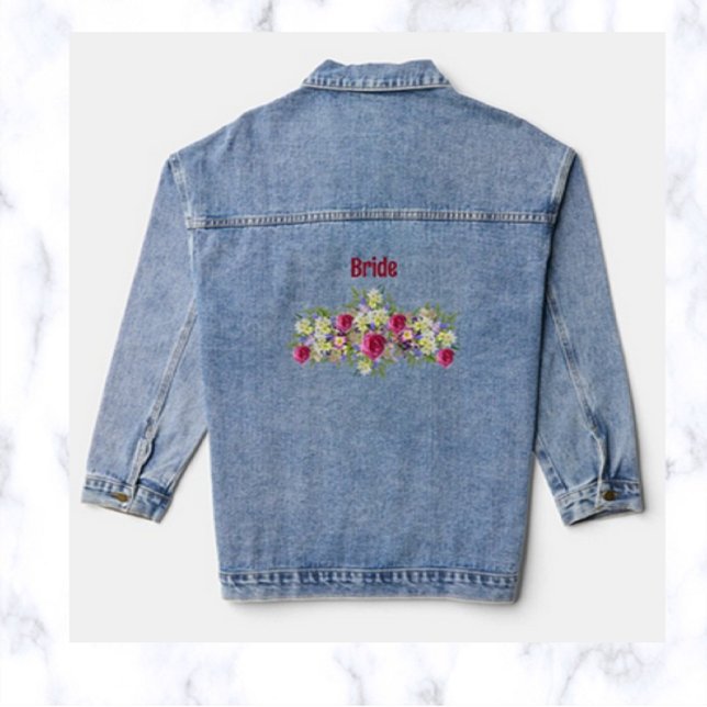 Editable Floral Arrangement Wedding Denim Jacket (Creator Uploaded)