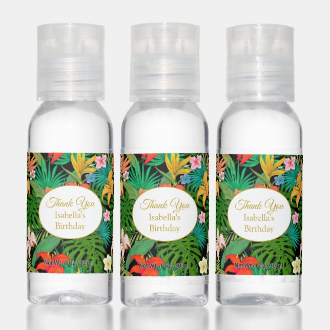 Editable Floral Birthday Party Favor  Hand Sanitizer (Set)