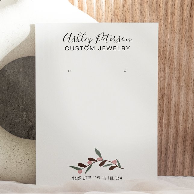 Editable floral boho  jewelry earring display business card (Creator Uploaded)