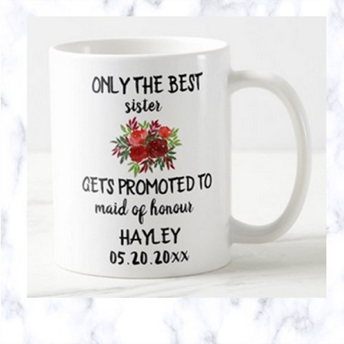 Editable Floral Bridal Party Promotion Coffee Mug