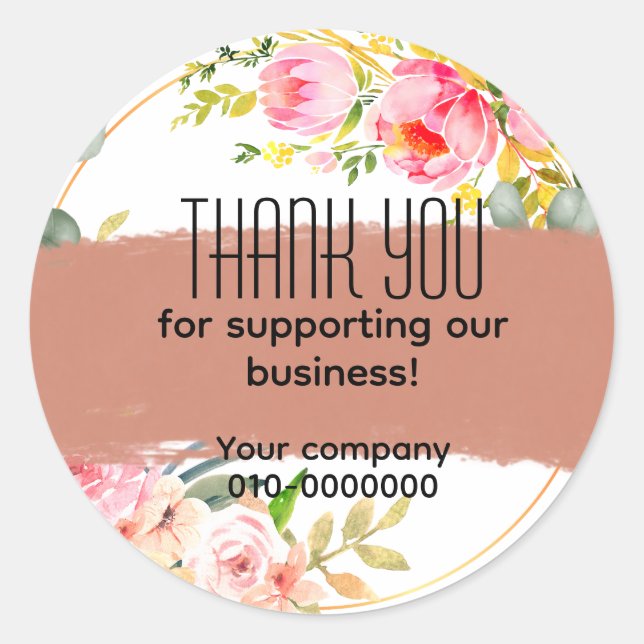 Editable Floral Business, Wedding, School Classic  Classic Round Sticker (Front)