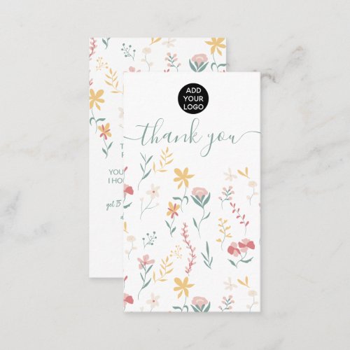 Editable floral cute illustration thank you business card