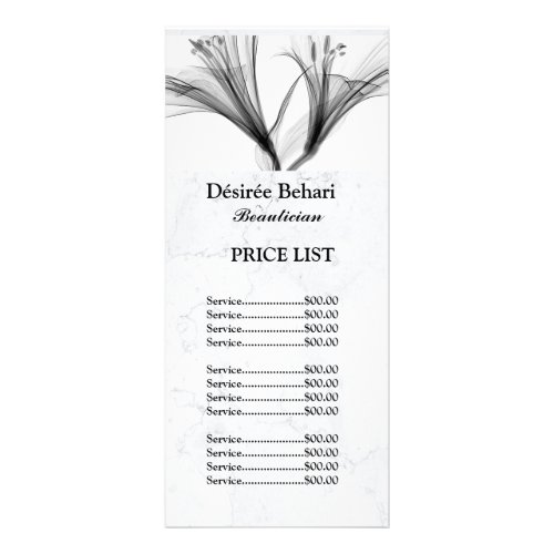 Editable Floral on Marble Services and Price List Rack Card
