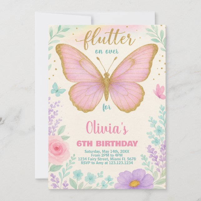 Editable Floral Party Template for Girls (Front)