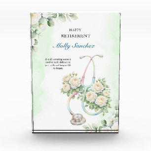 Editable Floral Rose Stethoscope  Acrylic Award