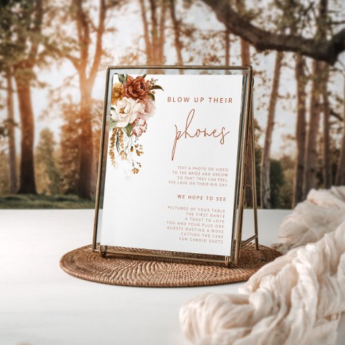Editable Floral Sunset Wedding Blow Up Their Phone Poster
