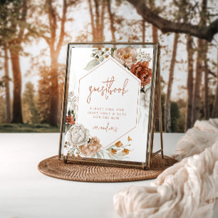 Editable Floral Sunset Wedding Guestbook Sign