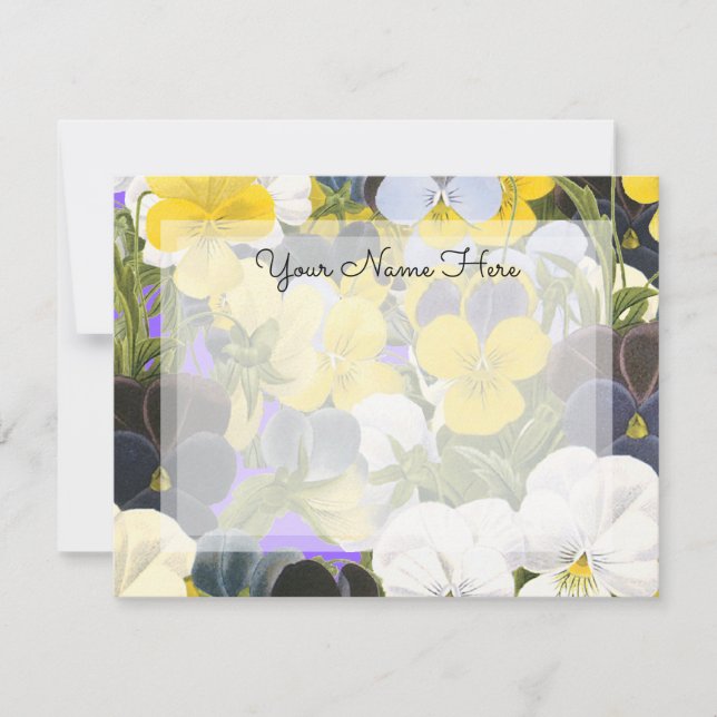 Editable Floral Violet and Pansy Pattern 4.25x5.5 Note Card (Front)