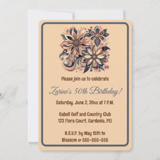 Editable Flowers and Swirls Invitation