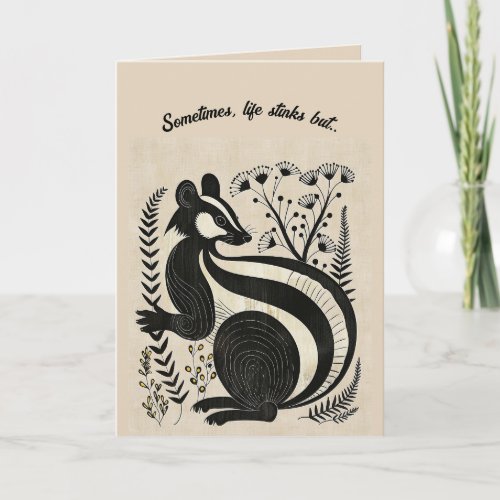 Editable Folk Art Skunk Card