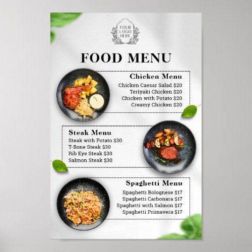 Editable Food Menu With Price Poster