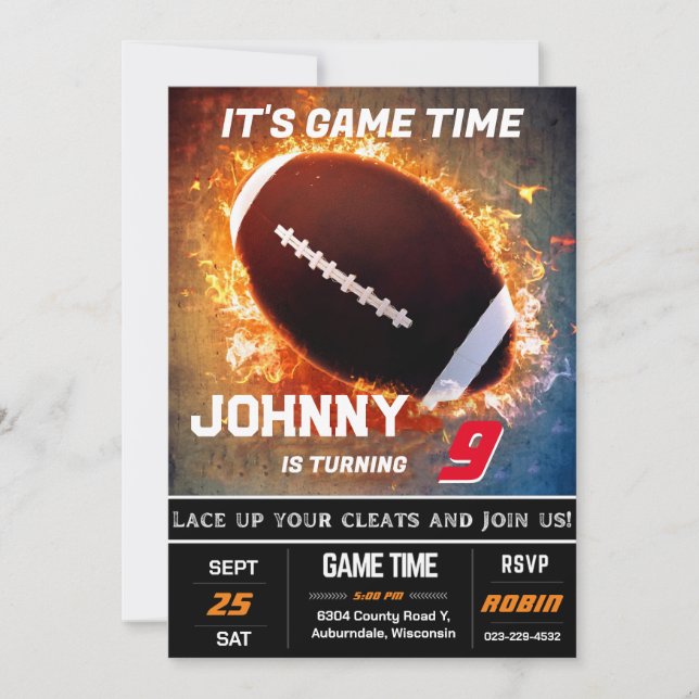 Editable Football Birthday Invitation (Front)
