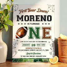 Editable Football Birthday Invitation First Year 1