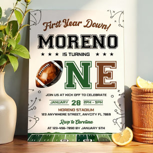 Editable Football Birthday Invitation First Year 1