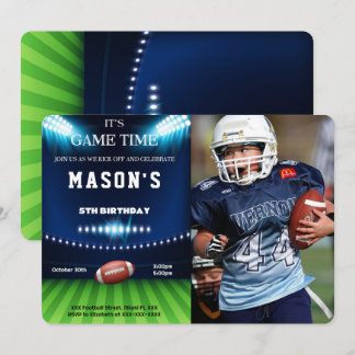 Editable Football Birthday Photo Invitation