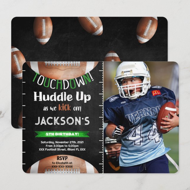 Editable Football Photo Invitation (Front/Back)