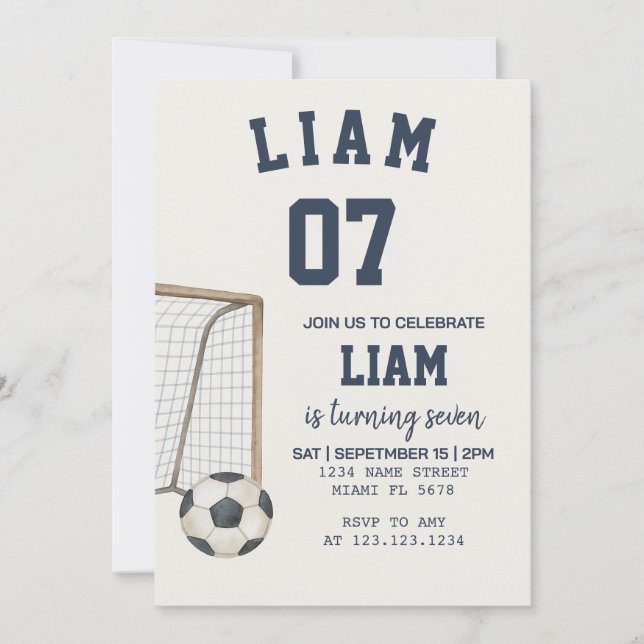 Editable Football Theme Printable Invitation (Front)