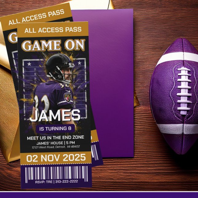 Editable Football Ticket Birthday Invitation (Creator Uploaded)