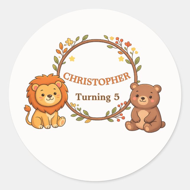 Editable Forest Animals Birthday Envelope Sticker (Front)