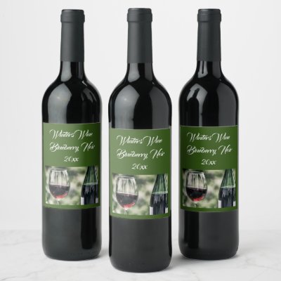 Editable Forest Green Wine Bottles | Photo  Wine Label