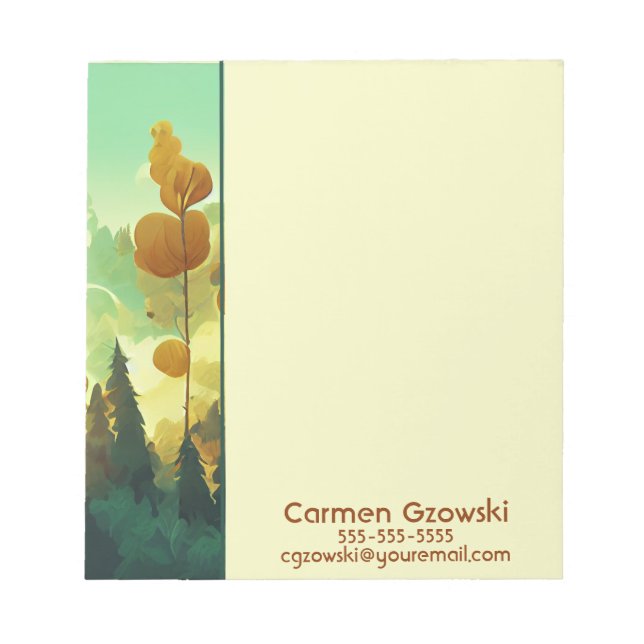 Editable Forest Illustration Personalized Notepad (Front)