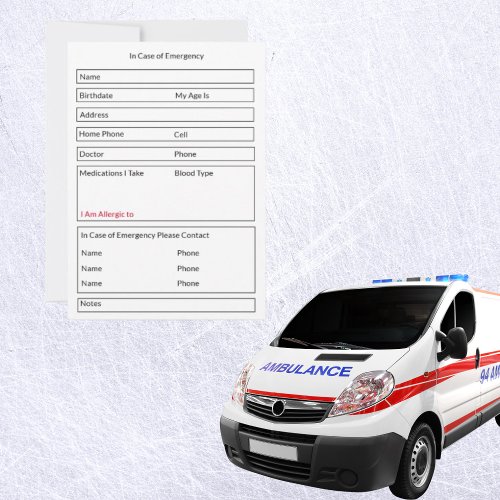 Editable form in case of emergency contact info  holiday card