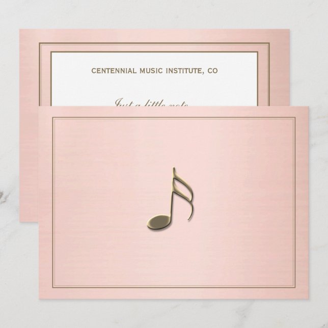 Editable Formal Black Gold Music Note Gold Border  Card (Front/Back)