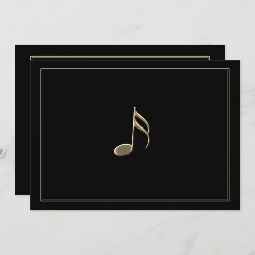 Editable Formal Black Gold Music Note Gold Border Card